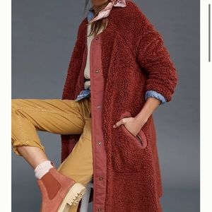 ✨Anthropologie REVERSIBLE Fleece Long Jacket ✨